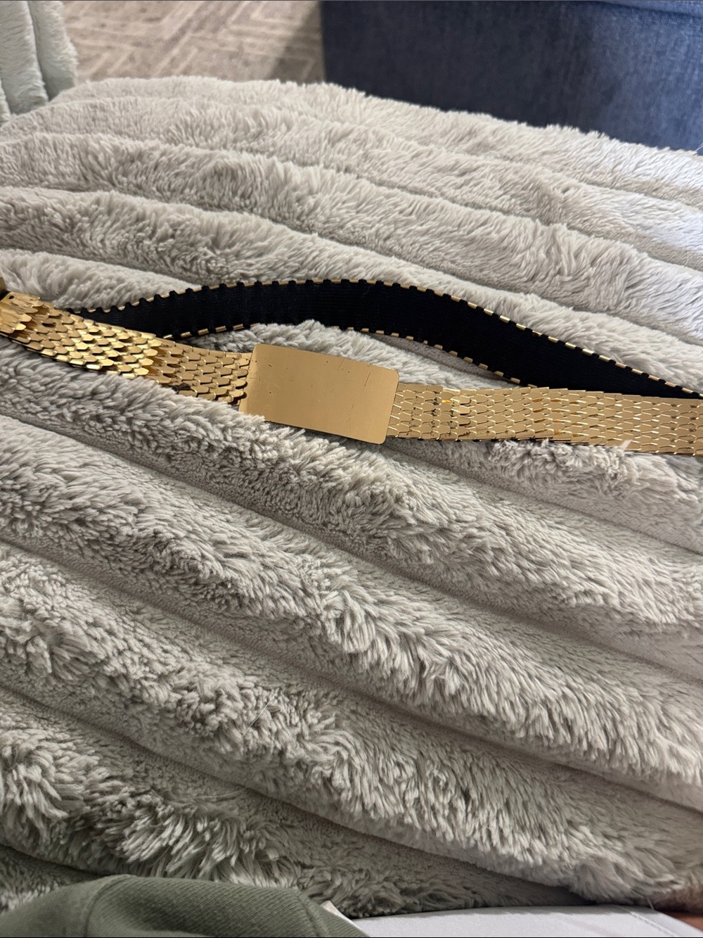 Vintage 70s Gold Tone Fishbone Stretch Belt OS